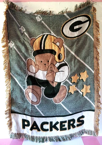 Green Bay Packers NFL Teddy Bear Football Baby Blanket Throw Northwest Company Cover