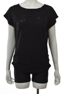 Top de mujer Millau, talla S, negra de punto liso, camisa informal de manga corta - Imagen 1 de 5