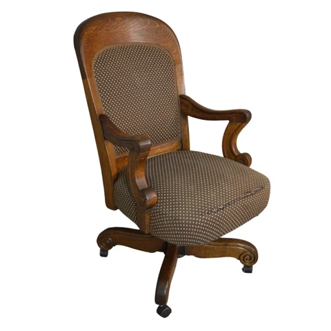 Antique Oak Office Chair, Victorian Oak Lawyers Chair #21474 Cover