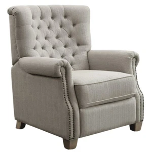 Better Homes & Garden Tufted Push Back Recliner, Gray Fabric Upholstery - Picture 1 of 3