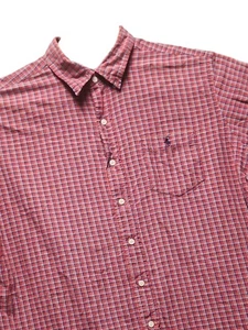 Ralph Lauren Striped Linen Button Down Shirt Short Sleeve Red/Blue XL - Picture 1 of 7