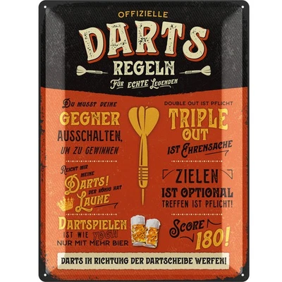 LANOLU Retro Blechschild DARTS Irish Pub Deko Schild Dartregeln Schild 30x40cm