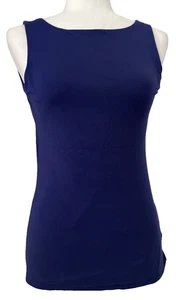 TAHARI Mujer Essentials Elástico Sin Mangas Tanque Shell Cuello Barco Azul Talla Pequeña - Imagen 1 de 6