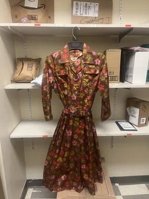 Vestido de Día Sears Kerrybrooke Talla 12 Floral Cintura Camisa EE. UU. M De Colección Años 60 Foto 1 de 4