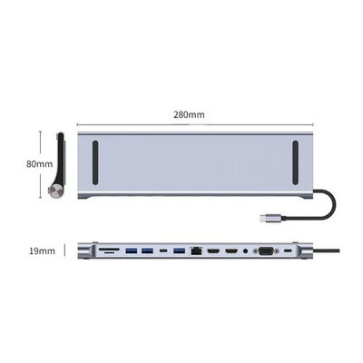 Station d'accueil 12 en 1 Type C Hub USB avec VGA pour ordinateur portable et po - Photo 1/4