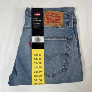 Levi's 505 Regular Fit Straight Leg Jeans, Men's 32x30, Stretch, Blue, NEW - Picture 1 of 6