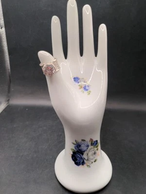 Vintage Silpada 925 Sterling Silver Ring K27 Size 7 Stamped Design Band Crystal  - Image 1 of 4