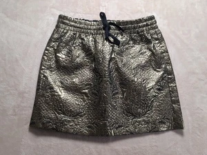Zadig & Voltaire X Aqua Gold Metallic Mini Skirt Pockets Embroidered Size 34 - Picture 1 of 8