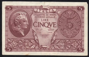 ITALIA 23/11/1944 - 31c - BB 5 Lire Atena Bolaffi/Cavallaro/Giovinco #S#YEU - Picture 1 of 2