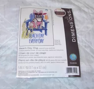 COUNTED CROSS STITCH KIT - BEACH DAY DOG - DIMENSIONS - Picture 1 of 1