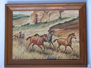 VTG MCM Stanley M. Long "Wild Horses" D.A.C. N.Y. Lithograph in USA 12"x9" - Picture 1 of 11