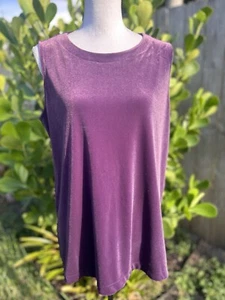 J. Jill Wearever Sleeveless Tank Tunic Top Crushed Velvet Purple Womens Size Lg - Picture 1 of 6