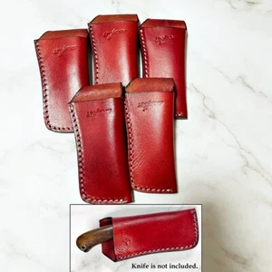 5 Pack -  5 inch Red Leather Knife Sheath Handmade Vertical Holster Belt Loop - Picture 1 of 7