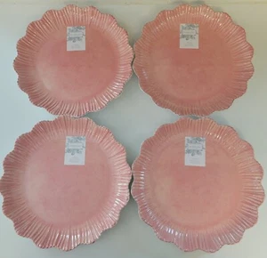 Lote de 4 platos de cena Shabby Chic coral melamina flor festoneada 10,75" rosa - Imagen 1 de 9