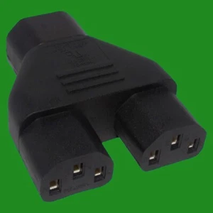 1x Negro Conector IEC A Dos Enchufe Adaptador Divisor, 230V 10A ,Poder, Computer - Imagen 1 de 3