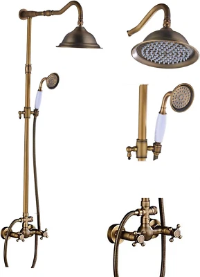 Rétro Colonne De Douche De Robinet De Douche Douche Salle De Bain Laiton Antique - Photo 1/4