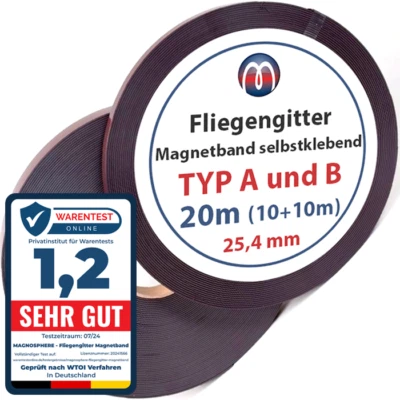 Fliegengitter Magnetband Magnetstreifen selbstklebend 25,4mm, je 10 m Typ A + B - Bild 1 von 4