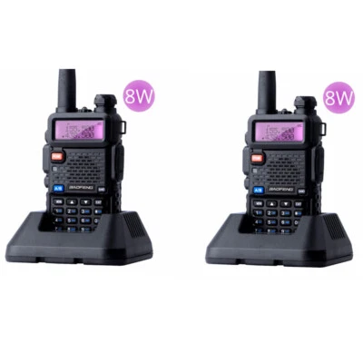 2PCS Baofeng UV-5R Real 8W 136-174/400-520MHz VHF/UHF WalkieTalkie Two-way Radio - Image 1 of 4
