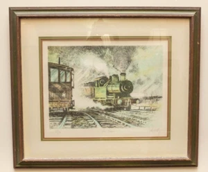Rare John Kelly Signed Numbered Print THE TRAIN Green w Matching Frame (WHT19) - Picture 1 of 12