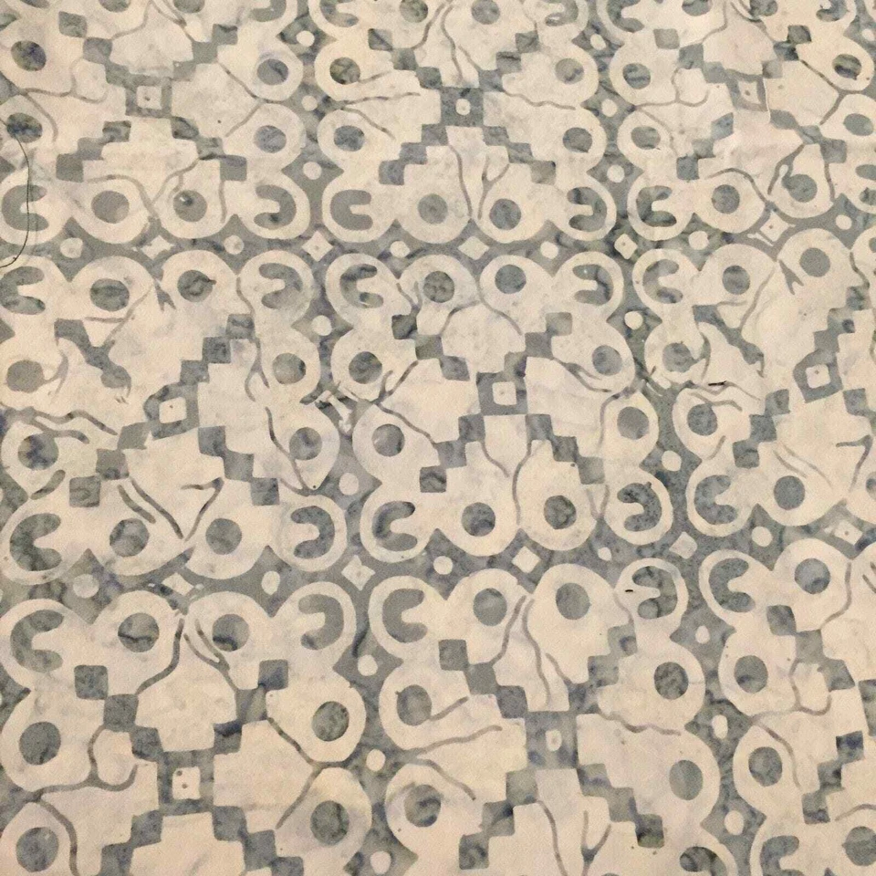 2 Yards Fabric Marbled Geometric Blue White Quilting Crafts - Image 1 of 2