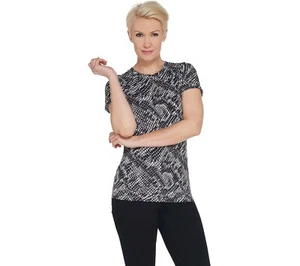 Tracy Anderson for G.I.L.I. Short Slv Crew Neck T-Sh - Blk Snake (M) 309733 - - Picture 1 of 3