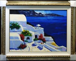 Barbara McCann "Greek Isles II" Framed Hand Signed Numbered Artwork canvas L@@K!