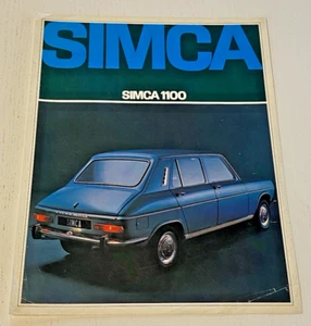 Feuillet Commercial SIMCA 1100 - 1968 - Bel Etat. - Imagen 1 de 2