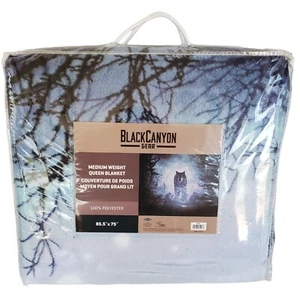 Black Canyon mittelschwere Queendecke 85,5"" x 75"" 100 % Polyester Wolf Design - Bild 1 von 5