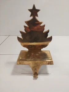 Brass 7" Christmas Tree Stocking Hanger Holder Hook Mantle Metal - Picture 1 of 12