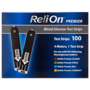 ReliOn Premier Blood Glucose Test Strips, 100 Count 2026-08-15 - Picture 1 of 5