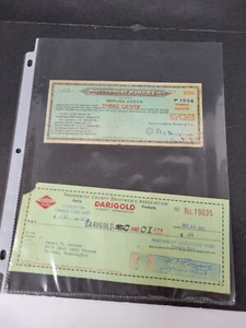 Refund Checks Lot of 2 Montgomery Ward & Darigold Snohomish Co Creamery - Picture 1 of 3