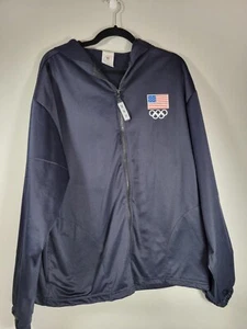 United States Olympic Committee Team USA Men's 2XL Blue  Hooded Jacket Zip - Picture 1 of 11