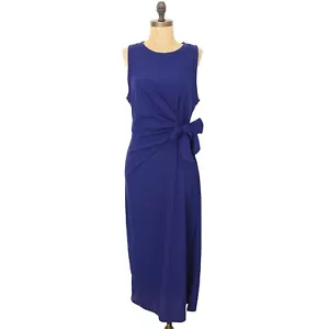 LUSH Nordstrom Sleeveless Midi Side Tie Ribbed Dress XL Bodycon Blue NWT B55 - Picture 1 of 5