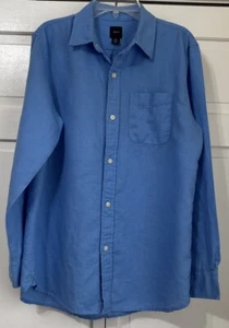 Gap Kids Youth Boys Long Sleeve Blue Linen Blend Button-Up Shirt XXL 14-16 - Picture 1 of 6