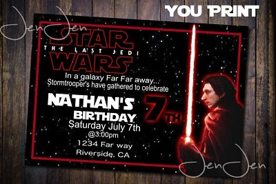 Star Wars Kylo Ren Party Invitation (You Print) - Image 1 of 2