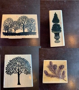 TREES/SCENERY/PINECONES stamps Lot x4pcs Inkadinkado/Hero Arts/Penny Black - Picture 1 of 16