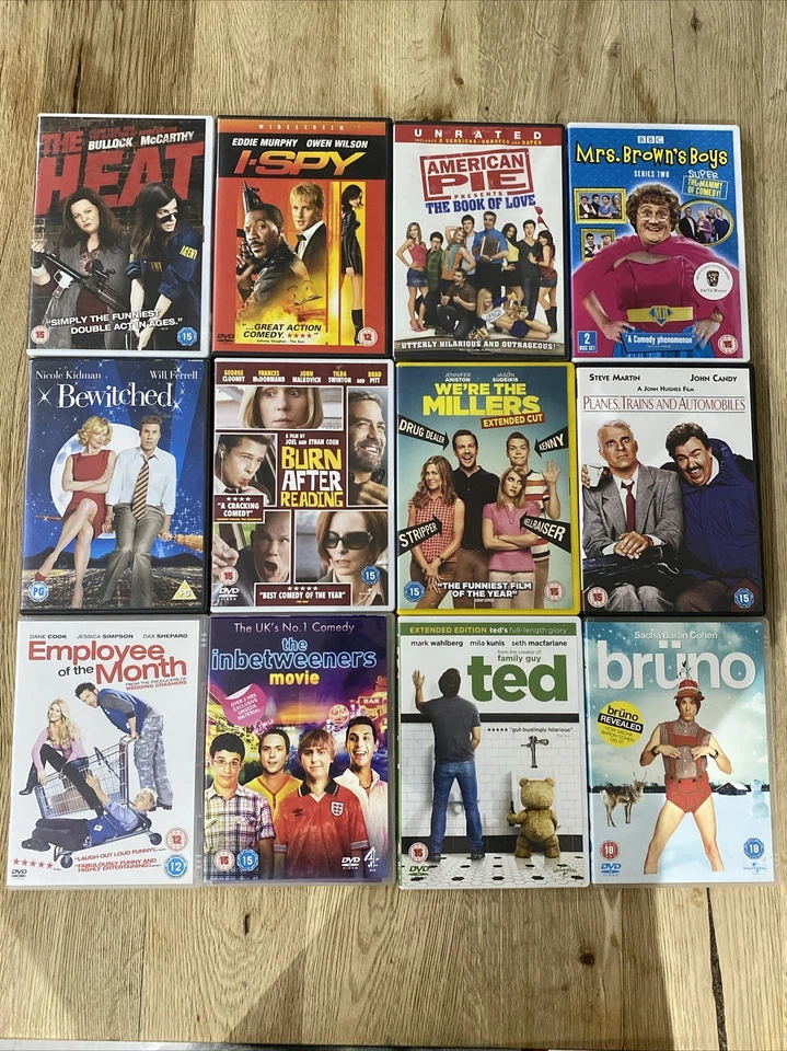 12 x Comedy Funny DVD Bundle Ted Bruno The Inbetweeners American Pie Bewitched - Image 1 of 1