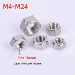 Hexagon Full Nut Fine Thread Pitch M4 M5 M6 M8 M10 M12 M14 M16 M18 M20 M22 M24 - Picture 1 of 27