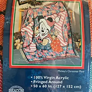 Mickey's Christmas Blanket Plaid Woven Jacquard Throw 50" x 60" New In Package - Picture 1 of 4