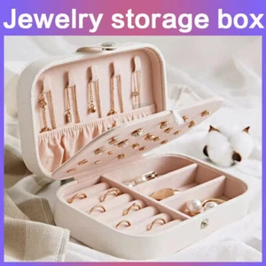 Portable Jewelry Box Organizer Leather Jewellery Ornaments Case Travel Storage - Picture 1 of 41