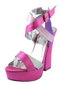 BNIB Qupid Honor-11 Womens Satin Strappy Sandal Platform Block Heels ☆ Size 8.5 - Picture 1 of 6