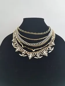 Juliet & Company multi-strand rhinestone chain gold silver tone necklace - Picture 1 of 6
