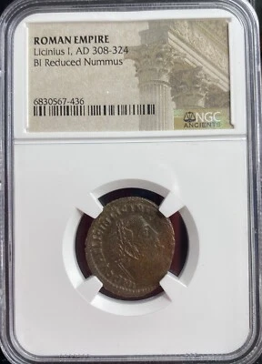 Moneda romana antigua genuina certificada NGC emperador Licinio I 308-324 dC Nummus Foto 1 de 4