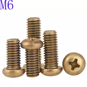 M6 x 1,0 5 mm massiv Messing Kreuzschlitz Linsenkopf Maschinenschrauben DIN 7985A GB818 - Bild 1 von 4