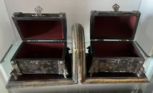 🔴 Fermalibri reggilibri legno fatti a mano con scrigni cofanetti SENORA vintage - Imagen 1 de 11