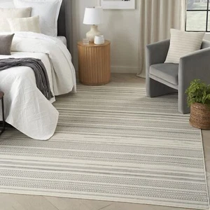 Nourison Grafix Abstract Ivory Grey 7'10" x 9'10" Area -Rug, Easy -Cleaning, Non - Picture 1 of 8