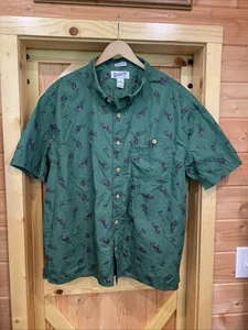Duluth Trading Mens Button Up Untucked Shirt 2XL Green Lawn Mower Print - Picture 1 of 15