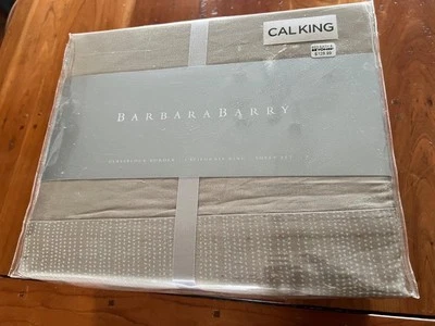 CALIFORNIA KING Brand New Set MOCHA w' BORDER ~ BARBARA BARRY King Pillowcases - Image 1 of 4