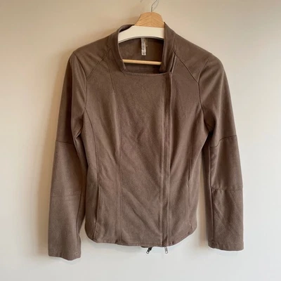 Milla Collection Faux Suede Moto Jacket Brown Asymmetrical Zip Size S - Image 1 of 4
