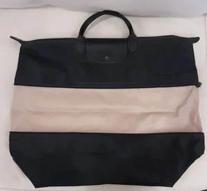 LONGCHAMP LE PILAGE Navy Blue/Ivory Expandable Travel Weekender Bag NEW - Picture 1 of 15